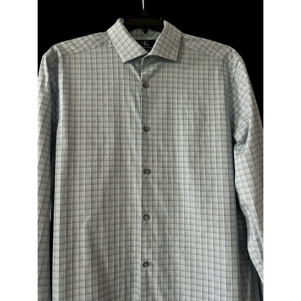 CALVIN KLEIN Men's Slim Fit STRETCH Dress SHIRT Blue 15-15.5 34/35 Size Medium M